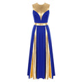 Women's Sleeveless Worship Dance Dress - Metallic Patchwork, Blue XL