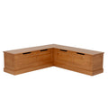 Backless Corner Nook Bench with Lift-Top Storage - Caramel