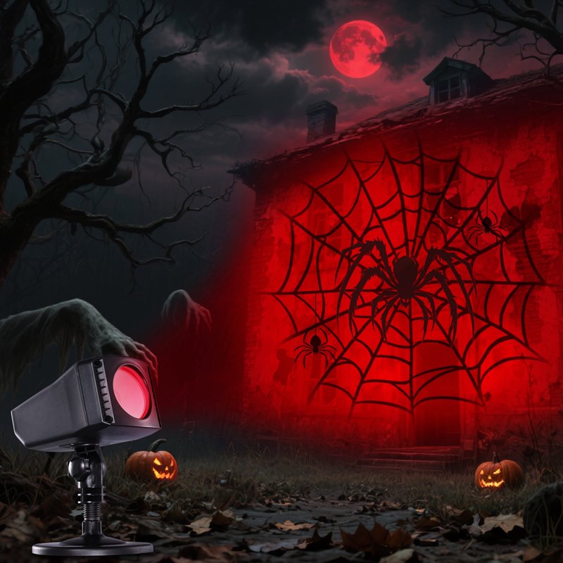 Halloween Projector Lights Outdoor Indoor with Timer & Waterproof Spider & Web Variation