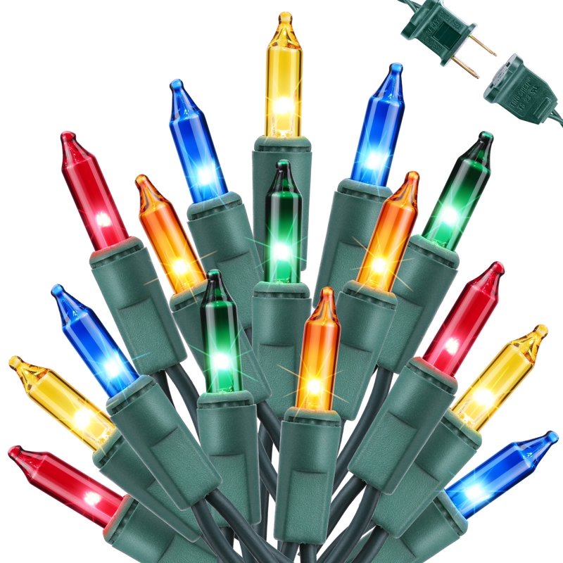 Multicolor Christmas String Lights 26.5ft 100 Incandescent Connectable Holiday Lights