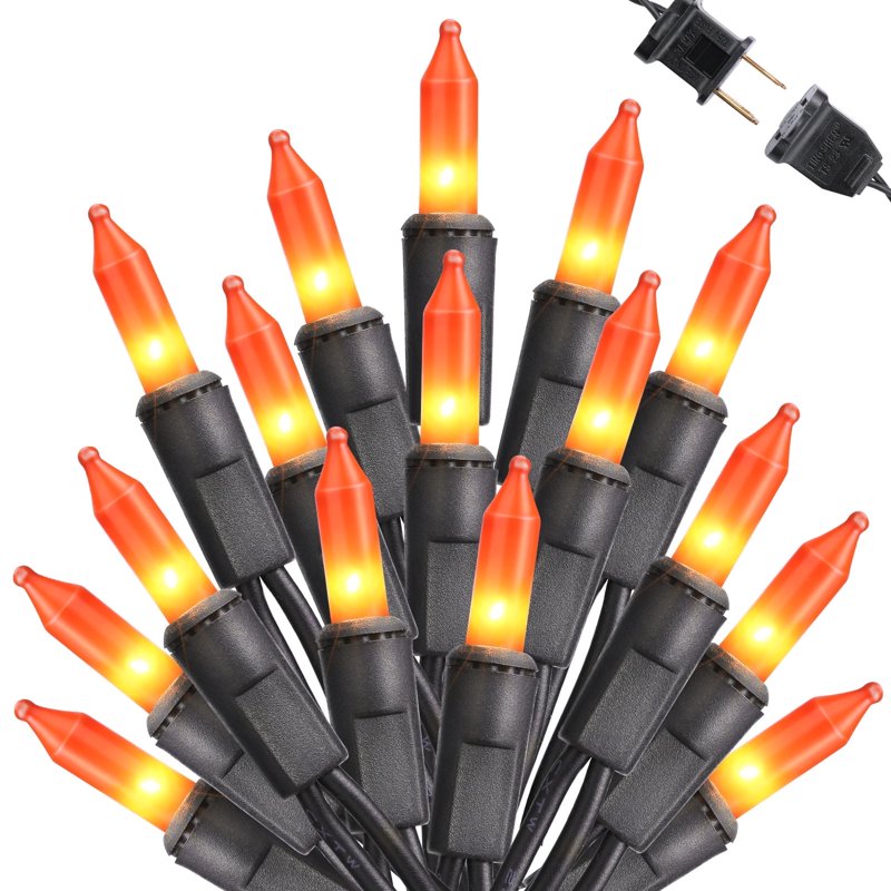 Orange Halloween String Lights 25ft 100 Incandescent Connectable Indoor Outdoor Decor