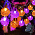 Solar Halloween String Lights Outdoor 35.6ft 60 LED Globe Lights - Orange & Purple, Waterproof, 8 Modes