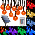 Toodour RGB Solar Outdoor String Lights, 35.6ft 60 LED Globe with Remote Waterproof