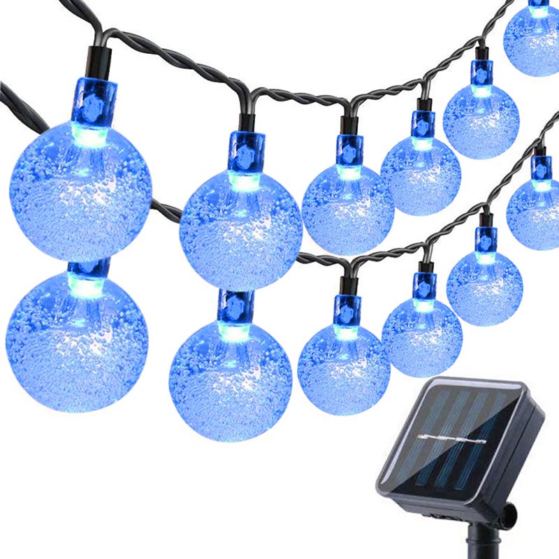 Blue Solar Outdoor Globe String Lights 35.6ft with 60 LEDs Waterproof Decorative Lighting