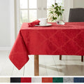 Lexington Damask Tablecloth - Stain Resistant, 60" x 102" Red