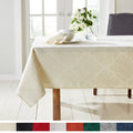 Rectangular Damask Tablecloth - Stain Resistant, 60"x84" Cream