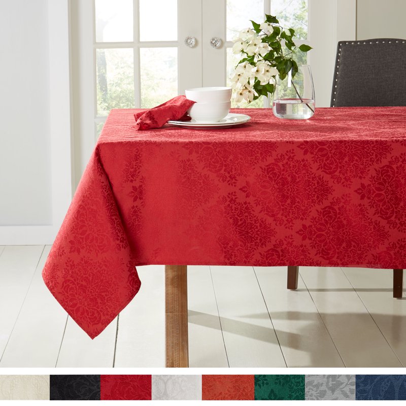 Lexington Damask Tablecloth - Stain Resistant Red 60"x84"