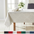 Lexington Damask Tablecloth - Stain Resistant, 70" x 144", White