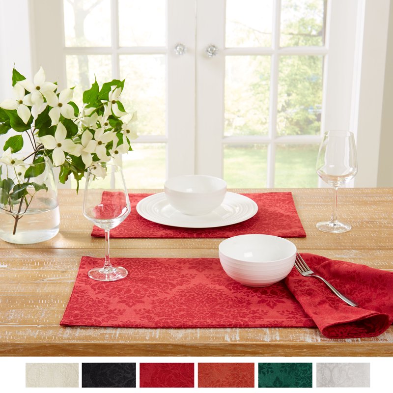 Lexington Placemats 13"x19" Rectangle - Stain Resistant Cotton/Polyester, Red 4-Pack