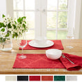 Lexington Placemats 13"x19" Rectangle - Stain Resistant Cotton/Polyester, Red 4-Pack