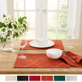 Lexington Placemats 13" x 19" - Stain Resistant Cotton/Polyester, Rust - 4-Pack
