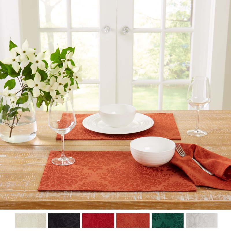 Lexington Placemats 13" x 19" - Stain Resistant Cotton/Polyester, Rust - 4-Pack