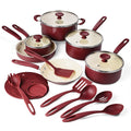 20-Piece Ceramic Nonstick Cookware Set - Wine Color