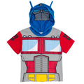 Transformers Optimus Prime Toddler Hooded Cosplay T-Shirt - Red Gray Blue 10-12