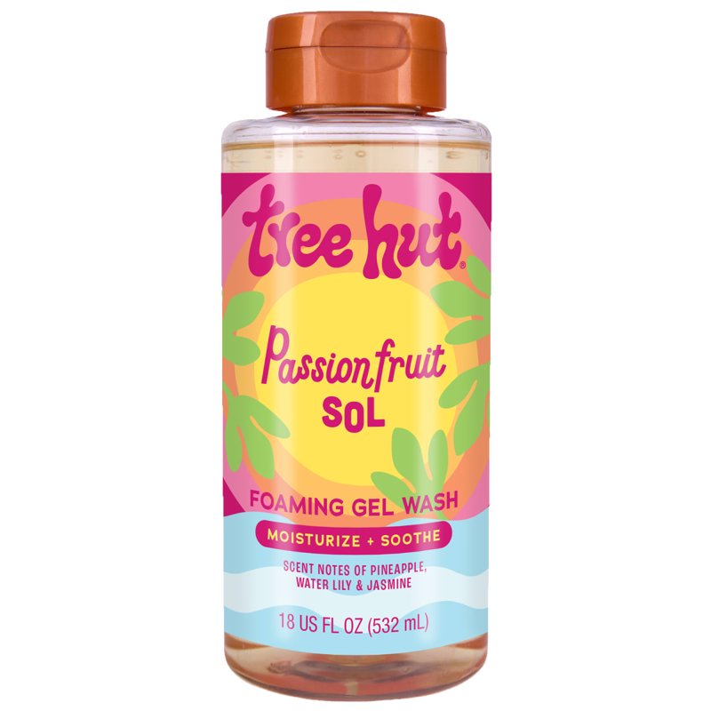 Passionfruit Sol Foaming Gel Body Wash - Hydrating Shea Butter Cleanser, 18oz