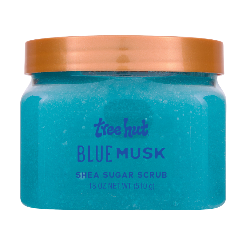 Blue Musk Shea Sugar Body Scrub - Exfoliating Skin Polish, 18 oz