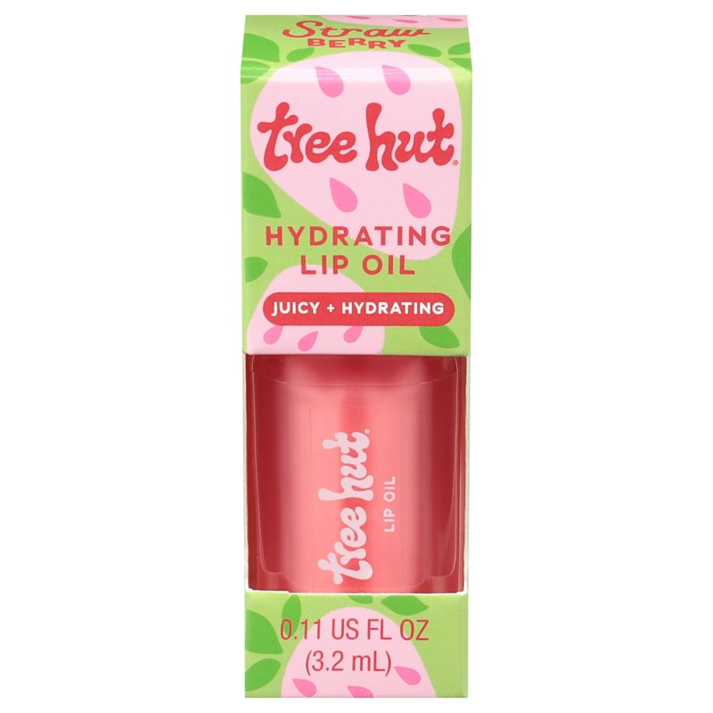 Strawberry Hydrating Lip Oil - Sheer Tint High-Shine Gloss, 0.16 fl oz