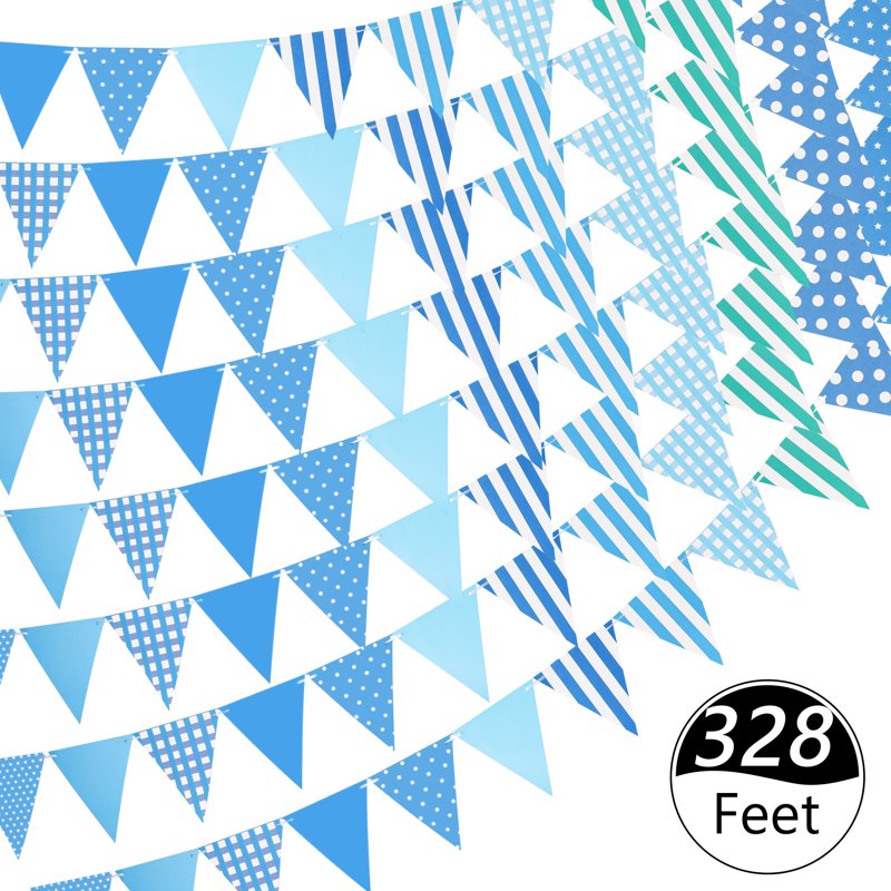 Blue 20-Piece Pennant Banner Set - 328ft Hanging Flags for Birthday & Events