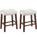24" Counter Height Saddle Bar Stools Set of 2 - Beige
