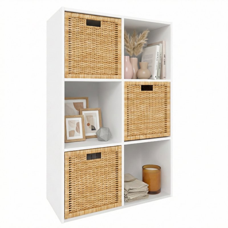 6-Cube Storage Organizer - Multi-Purpose Bookshelf for Home & Office