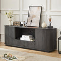 64" Fluted TV Stand - Modern Chic Entertainment Center - Black-Fluted