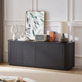 Fluted Buffet Cabinet - Wooden Sideboard with Adjustable Shelves - Black, 64"