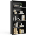Large 53-Inch Black Industrial 5-Shelf Bookcase for Home & Office