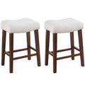 24-Inch Counter Height Bar Stools Set of 2 - Beige Saddle Stools