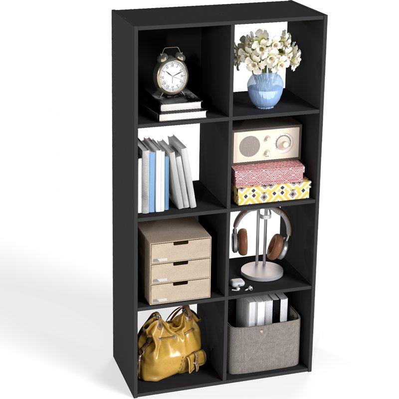 8-Cube Storage Organizer - Stackable Wood Shelf for Home Office