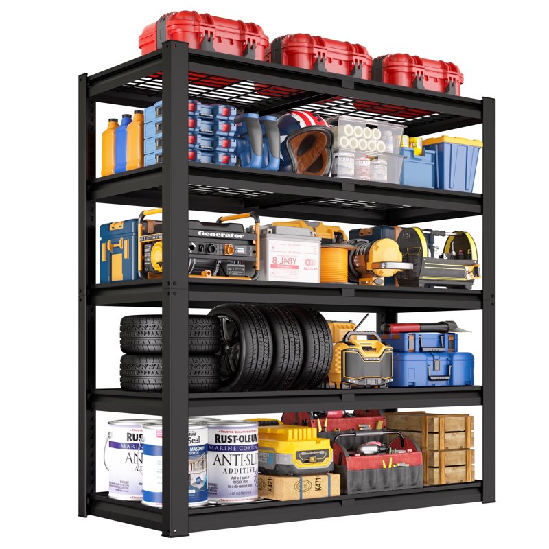 Heavy Duty Metal Storage Shelves - 48W x 18D x 72H Garage Shelving Unit - Adjustable, Industrial Steel Racking - Variation 1