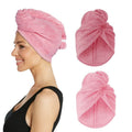 Pink Blush Microfiber Hair Towel Wrap 2 Pack - Quick Dry Turban for Women Men Kids - Travel & Bathroom Essential - Standard Variation