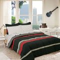 Twin XL Rugby Stripe Reversible Comforter Set - Red Bed in a Bag Variation