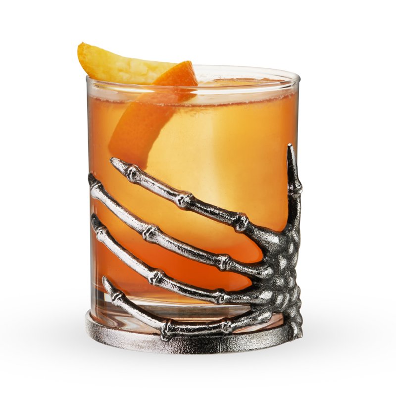 Skeleton Hand Cocktail Tumbler - Gothic Whiskey Glass for Halloween & Spirits - 10 oz.