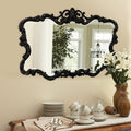Decorative Wall Mirror with Ornate Frame - Black Finish, 27x38 Inch