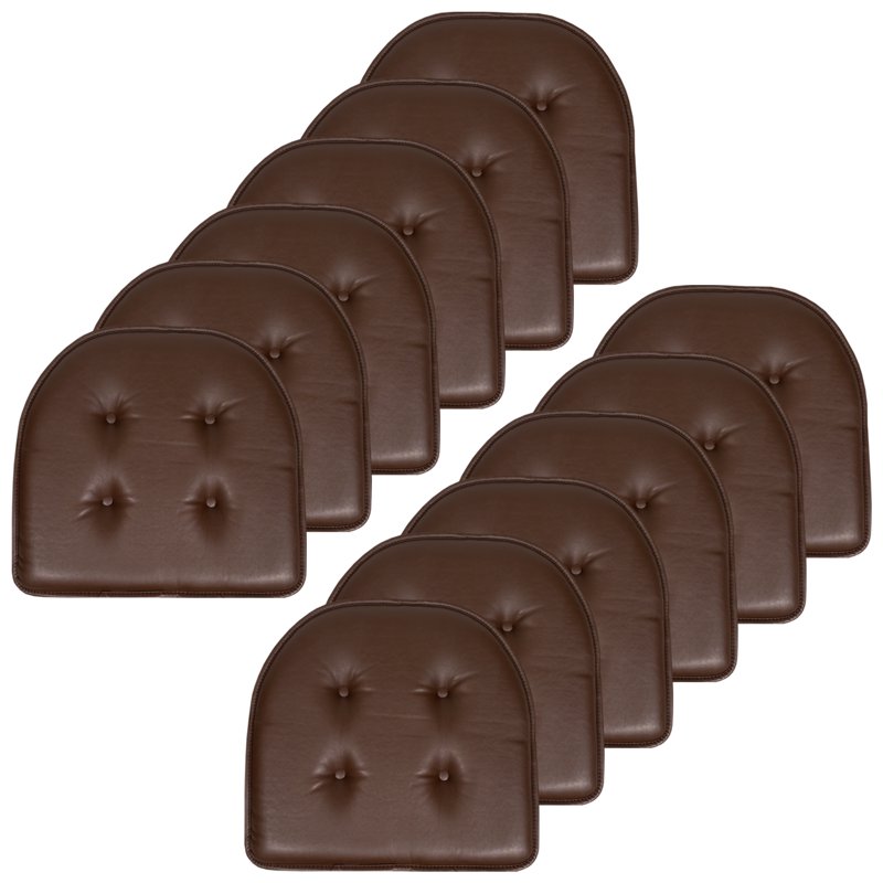 U-Shaped Memory Foam Chair Pad Cushions - 12 Pack, Brown