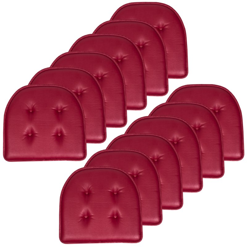 U-Shaped Memory Foam Chair Pad Cushion - 12 Pack, Burgundy