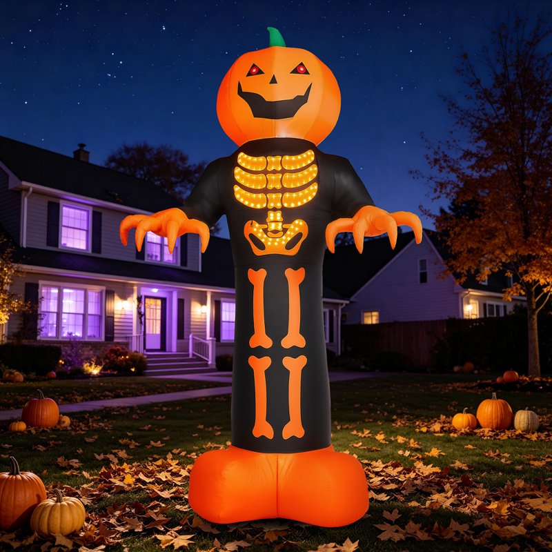 12FT Halloween Inflatable Pumpkin Man Outdoor Decor with LED Lights