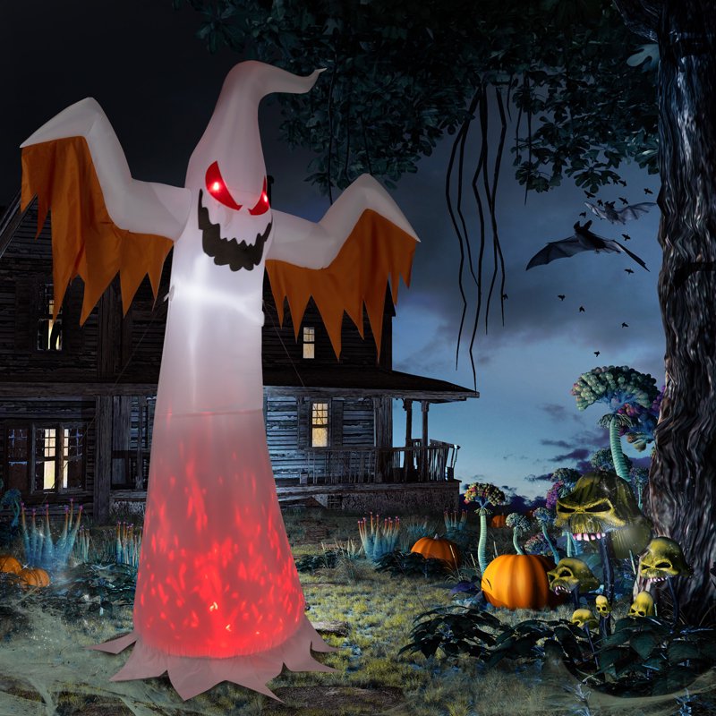 12 FT Inflatable Ghost Halloween Yard Decoration with Lights & Stakes