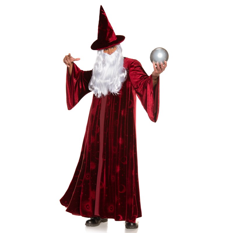 Men's Burgundy Wizard Costume One Size 42-44 Fantasy Cosplay Halloween