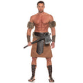 Men's Halloween Barbarian Costume with Faux Suede Skirt Fur Belt & Arm Cuffs