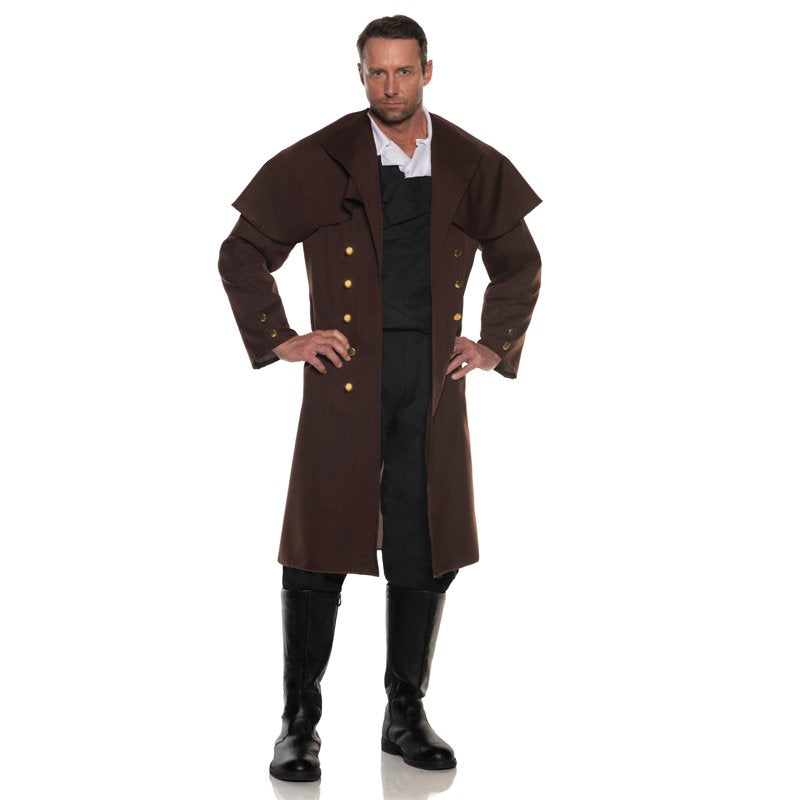 Men's Victorian Travel Coat with Attached Capelet Steampunk Costume
