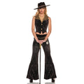 X-Large Sexy Gangster Costume Women Cropped Velvet Suit with Hip Chain - 70s 80s 90s Party