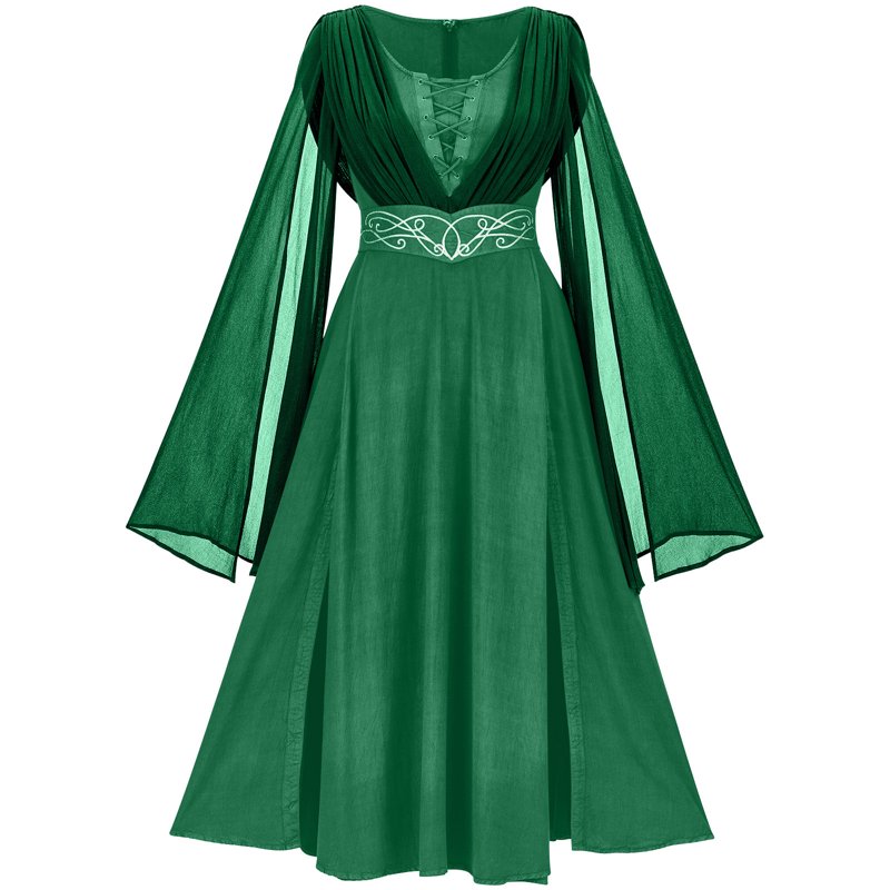 Victorian Fairy Costume for Women - Green Medieval Renaissance Dress, M Variation