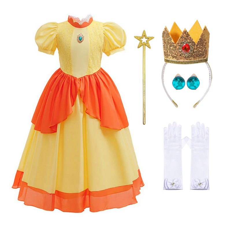 Yellow Princess Costume for Girls - Deluxe Dress with Accessories, Size 12 - Halloween & Party Dress Up