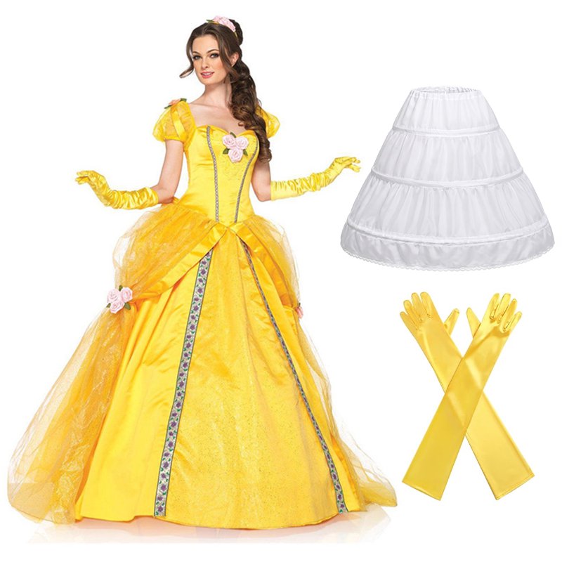 Women's Yellow Off-Shoulder Princess Ball Gown Costume - S Variation