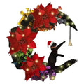 Moon Cat Farmhouse Wreath with Rose Garland for Indoor Outdoor Decor