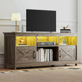 Farmhouse-Inspired TV Stand with LED Lights & Power Outlet - 59 Inch