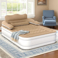 Brown FullXL Air Mattress with Headboard & Pump - Queen Size Camping Bed