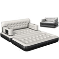 Queen Size 2-in-1 Convertible Air Sofa Bed with Wave Headboard & Storage - Gray Style3