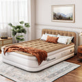 Queen Size Inflatable Air Mattress with Pump & Headboard - Brown Vertical Grain Variation